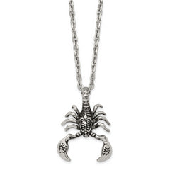 Chisel Stainless Steel Antiqued and Polished Scorpion Pendant on a 24 inch Cable Chain Necklace