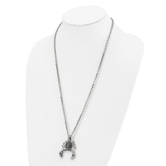 Chisel Stainless Steel Antiqued and Polished Scorpion Pendant on a 24 inch Cable Chain Necklace