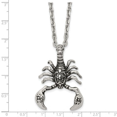 Chisel Stainless Steel Antiqued and Polished Scorpion Pendant on a 24 inch Cable Chain Necklace