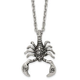 Chisel Stainless Steel Antiqued and Polished Scorpion Pendant on a 24 inch Cable Chain Necklace