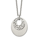 Chisel Stainless Steel Brushed and Polished Flower Cutout Pendant on an 18 inch Cable Chain Plus a 2 inch Extension Necklace