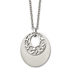 Chisel Stainless Steel Brushed and Polished Flower Cutout Pendant on an 18 inch Cable Chain Plus a 2 inch Extension Necklace