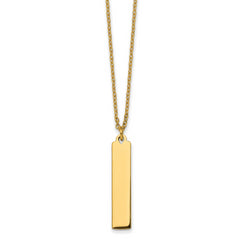 Chisel Stainless Steel Polished Yellow IP-plated Bar Dangle on a 16 inch Cable Chain Necklace
