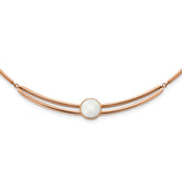 Stainless Steel Polished Rose IP-plated with Crystal 15in w/1in ext Choker