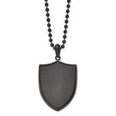 Chisel Stainless Steel Brushed and Polished Black IP-plated Shield Pendant on a 22 inch Ball Chain Necklace