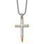 Bullet Cross Necklace in Yellow IP-Plated Stainless Steel, 24 Inch - Sophia Jewelers