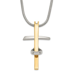 Stainless Steel Gold IP-plated Cross Necklace