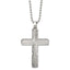 Vertical Lines Cross Necklace in Stainless Steel, Textured, 22 Inch - Sophia Jewelers