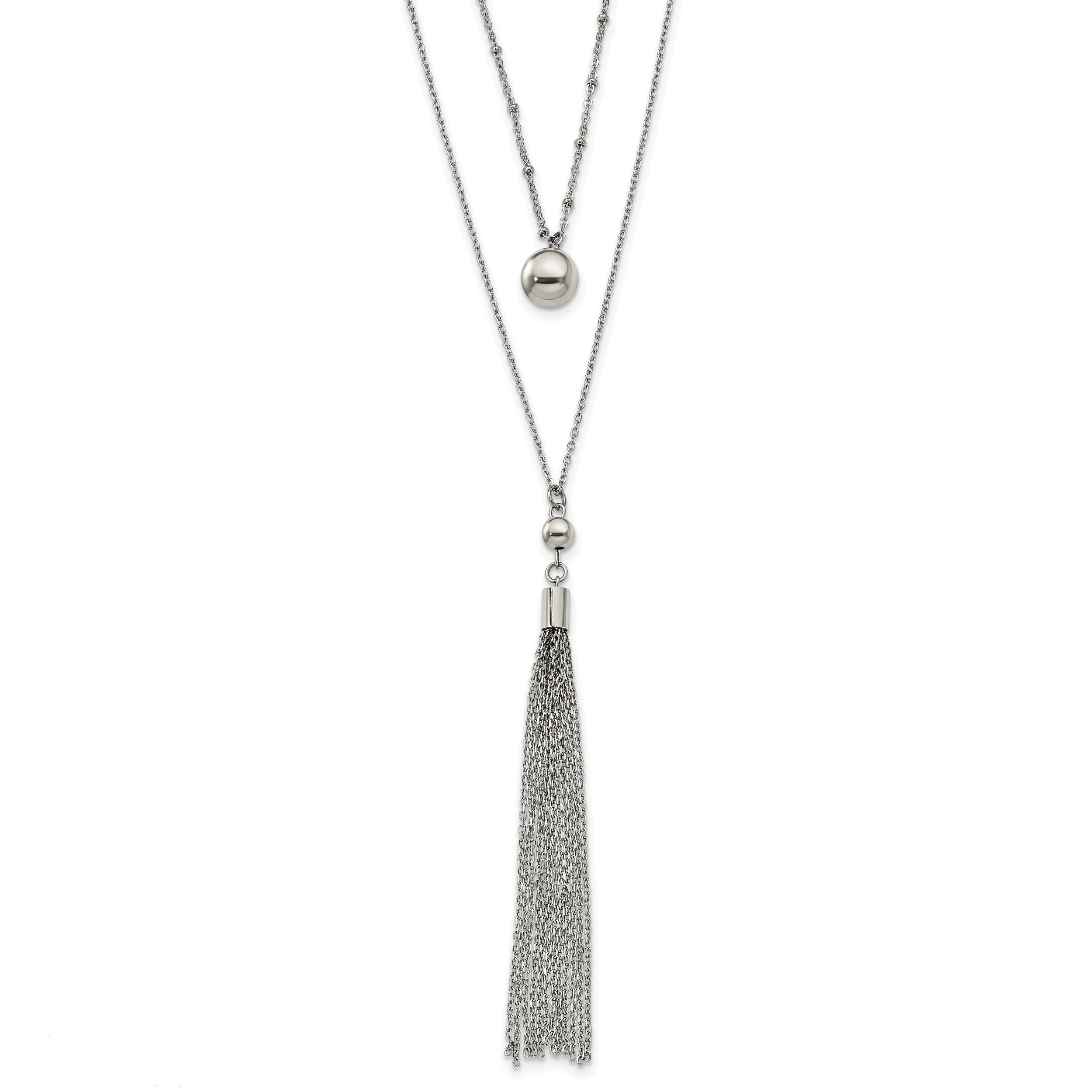 Chisel Stainless Steel Polished Two Strand 24 inch with 2 inch Extension Necklace