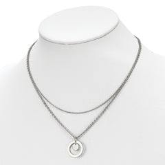Chisel Stainless Steel Polished 2 Strand Circle and Disc 16.5 inch with 2 inch Extension Necklace