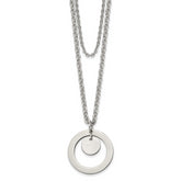 Chisel Stainless Steel Polished 2 Strand Circle and Disc 16.5 inch with 2 inch Extension Necklace