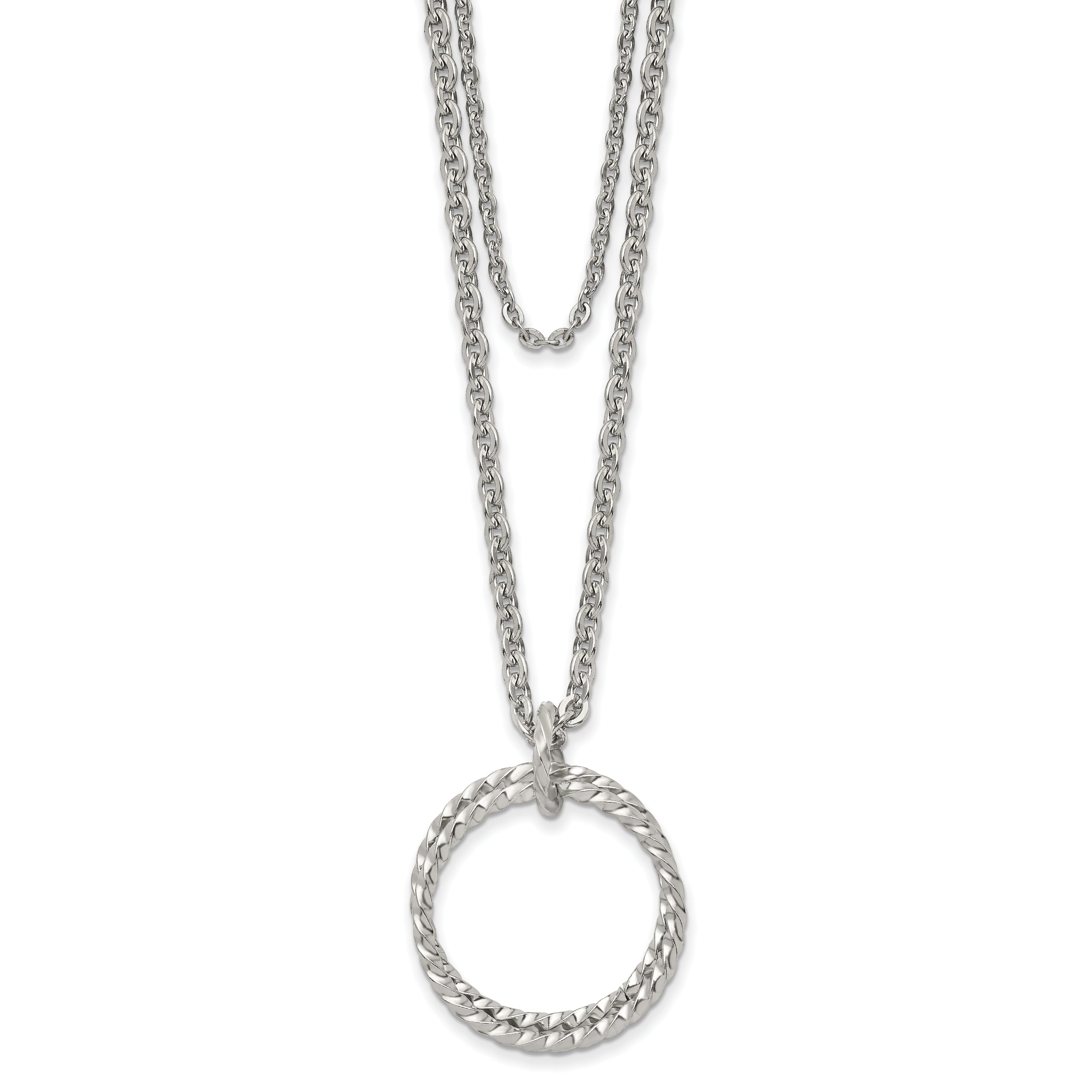 Chisel Stainless Steel Polished 2 Strand Twisted Circles 18.5 inch Necklace