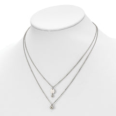 Chisel Stainless Steel Polished 2 Strand Disc and Beads 16.5 inch with a 2 inch Extension Necklace