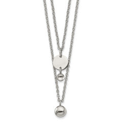 Chisel Stainless Steel Polished 2 Strand Disc and Beads 16.5 inch with a 2 inch Extension Necklace