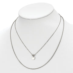 Chisel Stainless Steel Polished 2 Strand Small Disc 16.5 inch with a 1.5 inch Extension Necklace