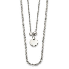 Chisel Stainless Steel Polished 2 Strand Small Disc 16.5 inch with a 1.5 inch Extension Necklace