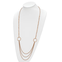 Chisel Stainless Steel Polished Rose IP-plated Multi Chain 35.5 inch Necklace