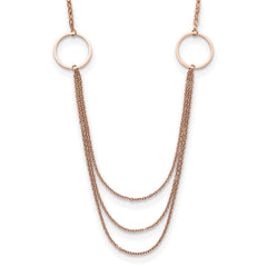 Chisel Stainless Steel Polished Rose IP-plated Multi Chain 35.5 inch Necklace