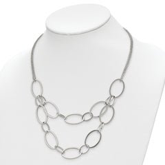 Chisel Stainless Steel Polished Oval Link 2-Strand 19 inch with 1.5 inch Extension Necklace