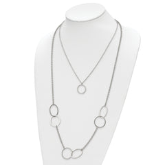 Chisel Stainless Steel Polished with Circles 2-Strand 20 inch Necklace