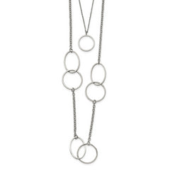 Chisel Stainless Steel Polished with Circles 2-Strand 20 inch Necklace