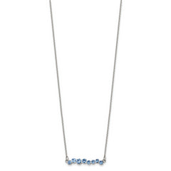 Chisel Stainless Steel Polished Blue Preciosa Crystal Bar on a 16 inch Cable Chain with a 2 inch Extension Necklace