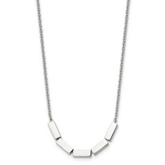 Chisel Stainless Steel Polished Rectangle Beads on a 16.5 inch Cable Chain with a 2 inch Extension Necklace