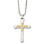 Cross Necklace in Stainless Steel & 14K Gold, Diamond-Cut, 22 Inch - Sophia Jewelers