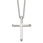 Chisel Stainless Steel Polished with CZ Ends Cross Pendant on a 22 inch Cable Chain Necklace