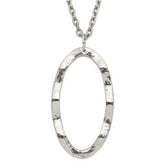 Stainless Steel Hammered Oval Pendant with 2 inch ext Necklace