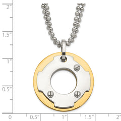 Stainless Steel Yellow IP-plated Circle Double Necklace
