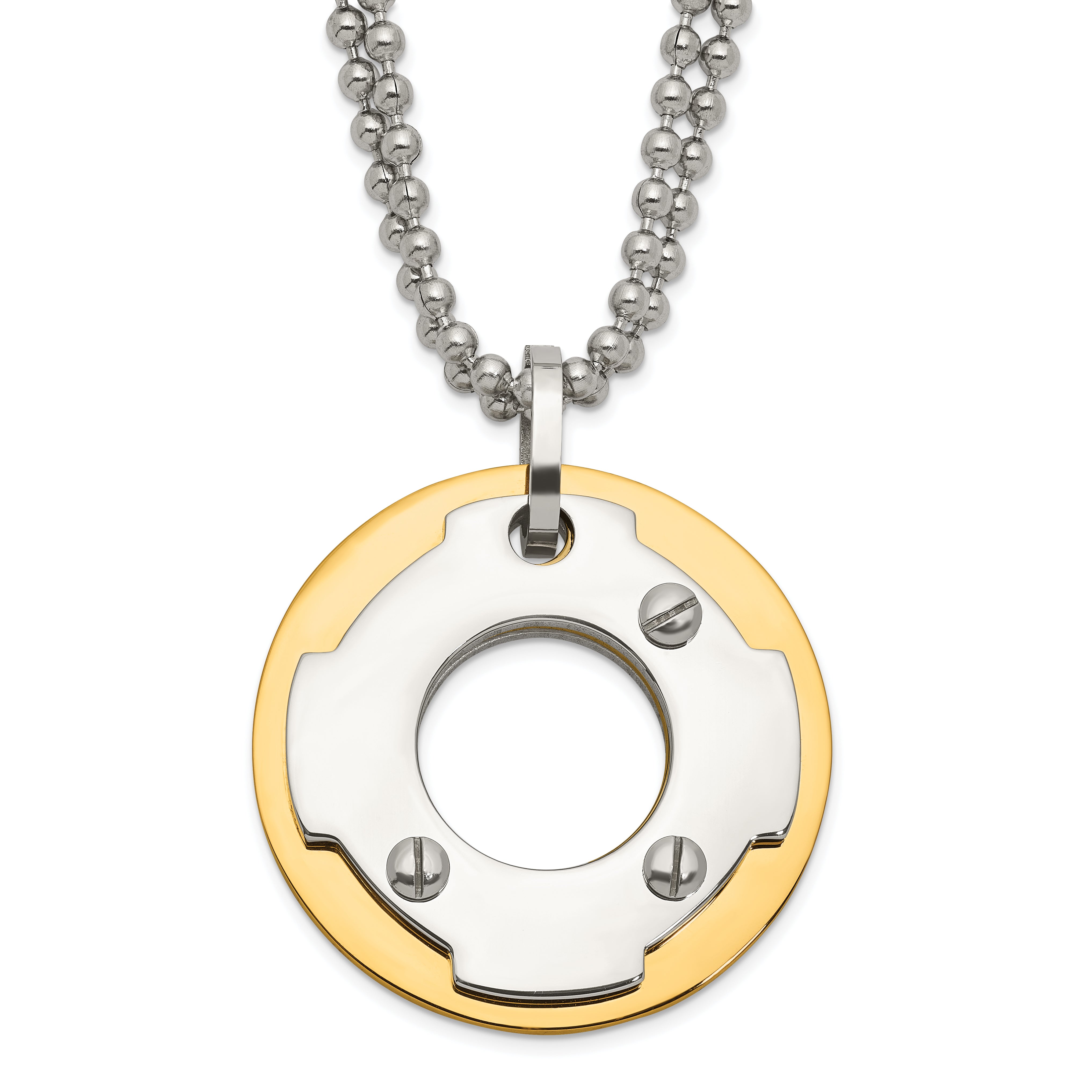 Stainless Steel Yellow IP-plated Circle Double Necklace