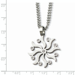 Stainless Steel Snowflake w/ CZs 22in Necklace
