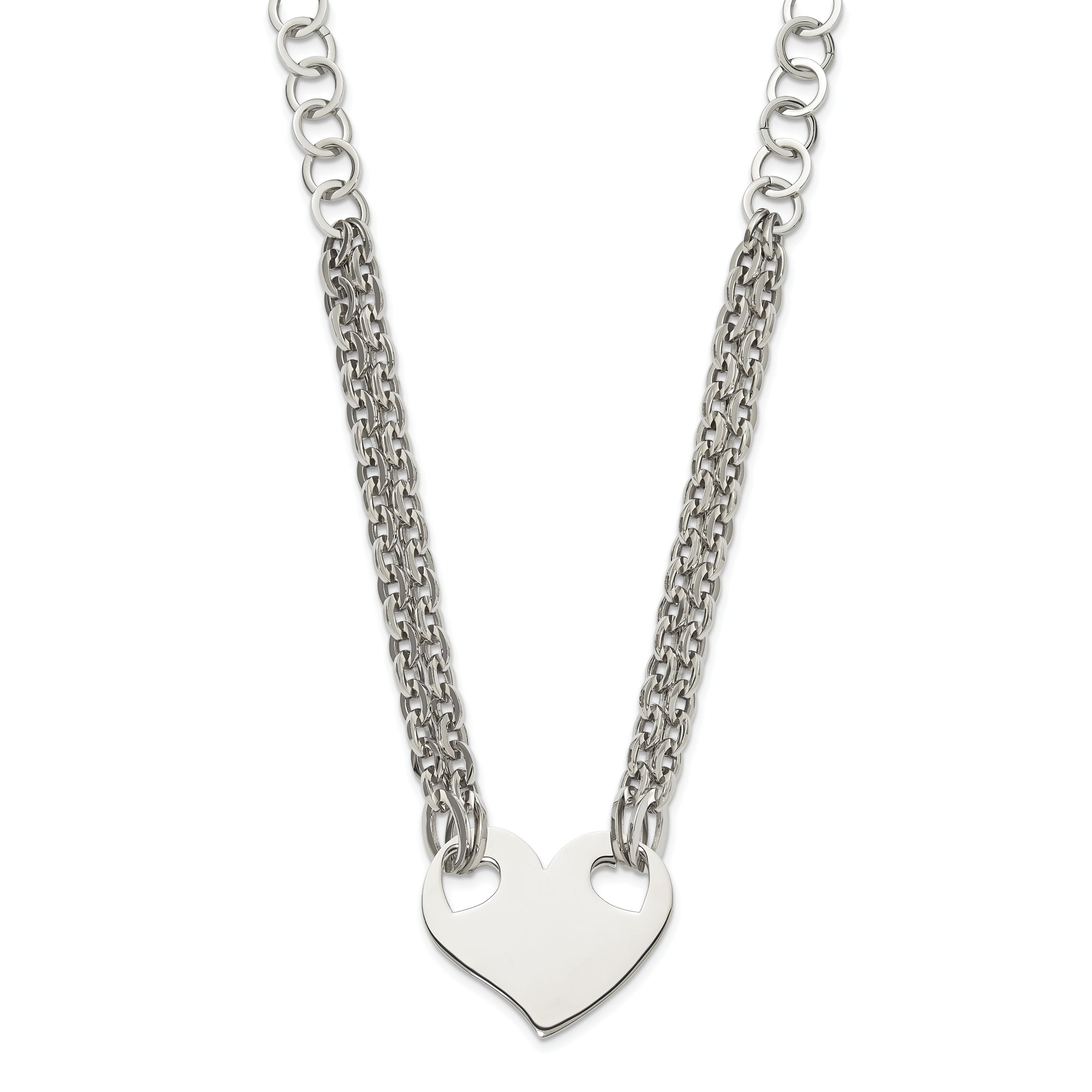 Stainless Steel Polished Heart 20in Necklace