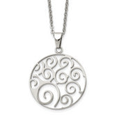Chisel Stainless Steel Polished Fancy Swirl Pendant on a 22 inch Cable Chain Necklace