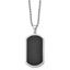 Chisel Stainless Steel Polished Black-plated Laser Cut Edge Dog Tag on a 24 inch Rope Chain Necklace