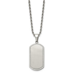 Chisel Stainless Steel Polished Laser Cut Edges Dog Tag on a 22 inch Rope Chain Necklace