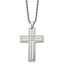 Cubic Zirconia Grooved Cross Necklace in Stainless Steel, 24 Inch - Sophia Jewelers