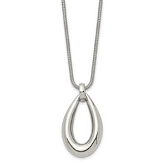Stainless Steel Polished Teardrop Dangle 24in Necklace