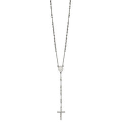 Chisel Stainless Steel Polished 4mm Beaded 25 inch Rosary Necklace