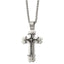 Black Enamel Large Cross Necklace in Stainless Steel, 24 Inch - Sophia Jewelers