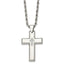 Rope Chain Cubic Zirconia Cross Necklace in Stainless Steel, 24 Inch - Sophia Jewelers