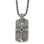 Stainless Steel Antiqued and Polished w/Black Agate Cross DogTag 30in Neckl