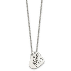 Chisel Stainless Steel Polished Enameled Mom Heart Pendant on a 20 inch Cable Chain Necklace