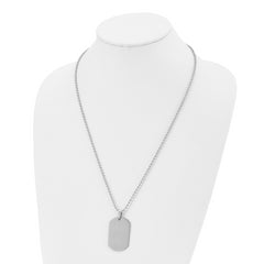 Chisel Stainless Steel Polished Dog Tag on a 24 inch Cable Chain Necklace