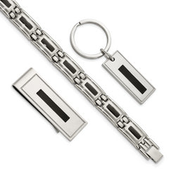 Chisel Stainless Steel Enameled Bracelet, Money Clip and Key Ring Set