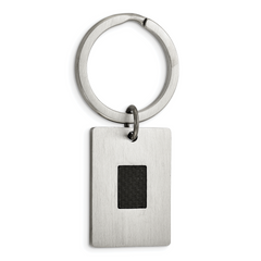 Stainless Steel Men's Jewelry Set with Black Carbon Fiber Inlay