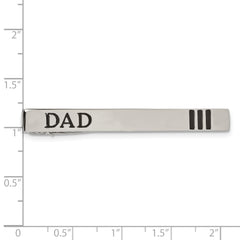 Chisel Stainless Steel Dad Tie Bar with Engravable Polished Black Enamel