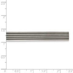 Stainless Steel Men's Tie Bar with Brushed Elegant Black Rubber Design