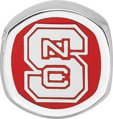 Sterling Silver Rhodium-plated LogoArt North Carolina State University N-C-S Enameled Bead